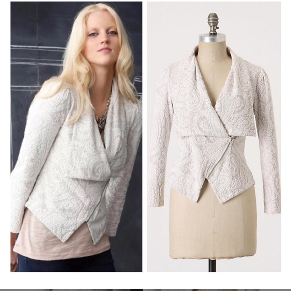 Anthropologie Moth paisley sweater moto zip jacket